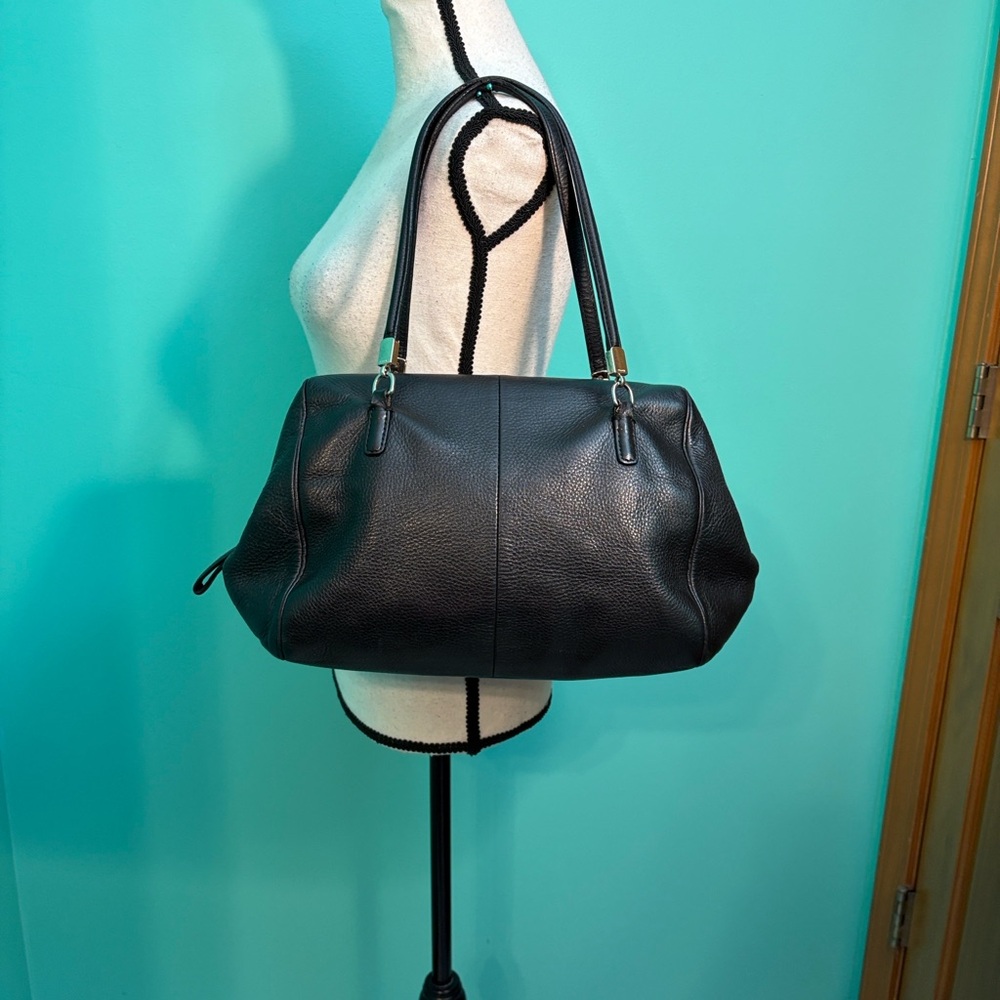 Coach Black Pebbled Leather Shoulder Bag with Silver Hardware - Picture 6 of 15